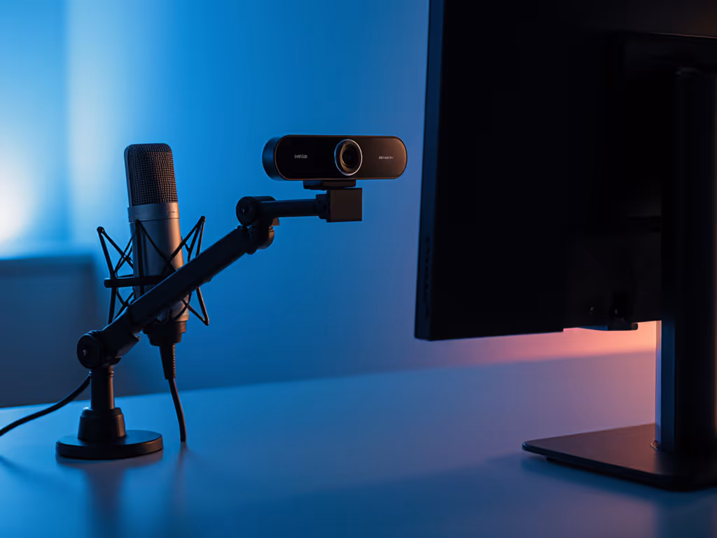 streaming_desk_setup_with_separate_webcam_and_microphone