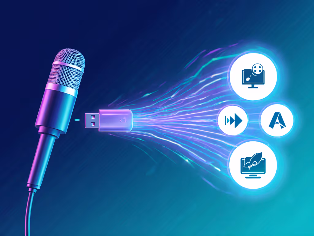 USB microphone signal flow showing audio path from mic to streaming platform